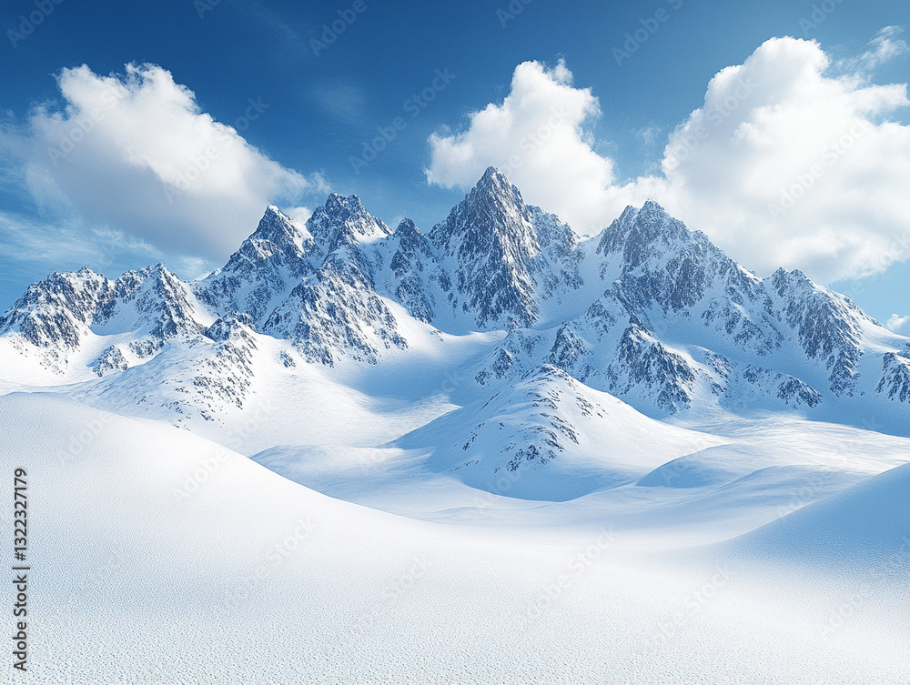 Fototapeta premium Majestic snowy mountains under a clear blue sky