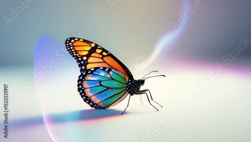 Monarch butterfly on a white background, isolated.