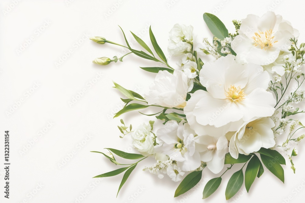 Fototapeta premium Elegant White Floral Arrangement on Minimalist Background