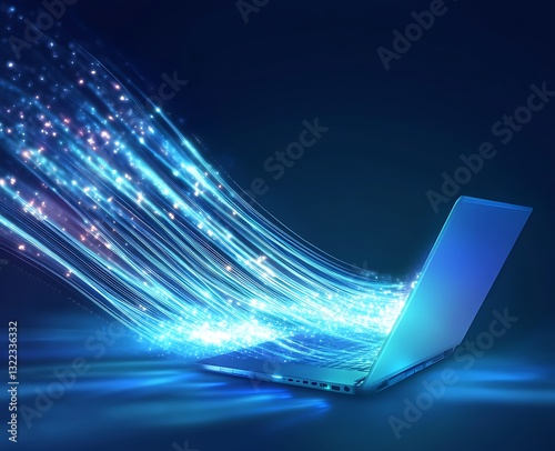 A blueprint vector illustration of a laptop, tablet, and mobile phone with white lines on a blue background. 