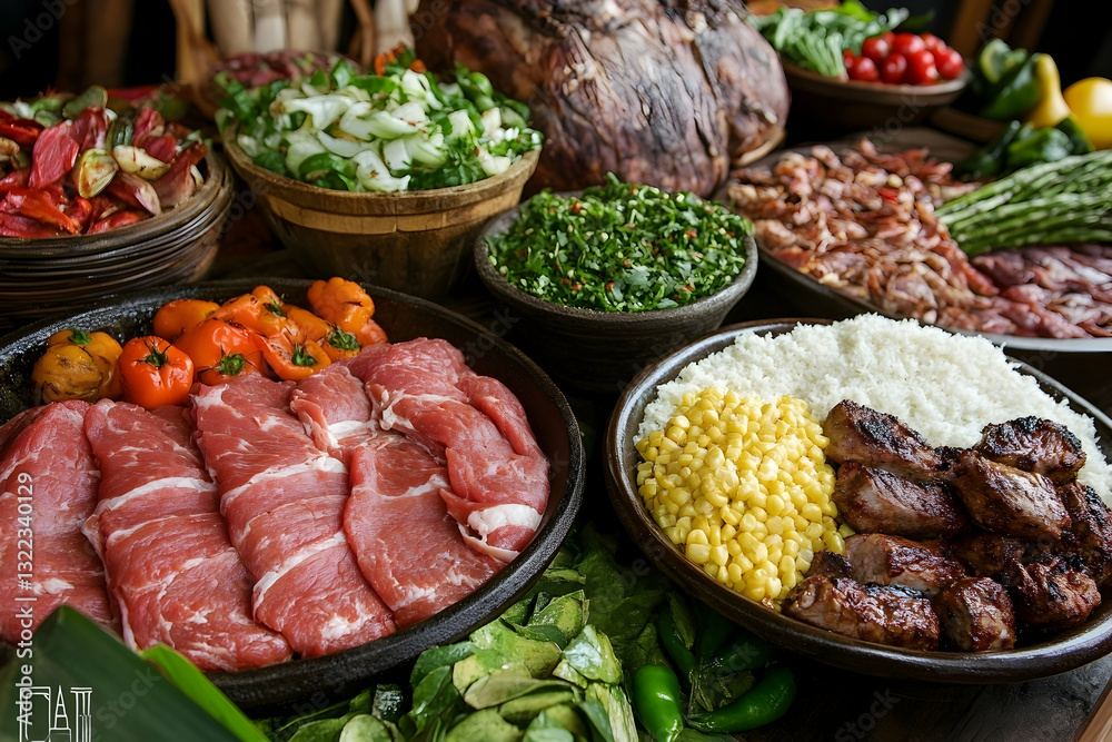 South American culinary protein display South American culinary protein display