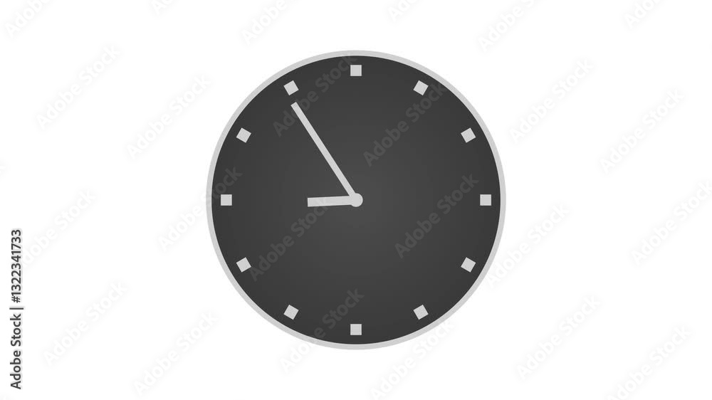 Circle analog clock isolated animation, Simple of shape clock animated Circle analog clock isolated animation, Simple of shape clock animated