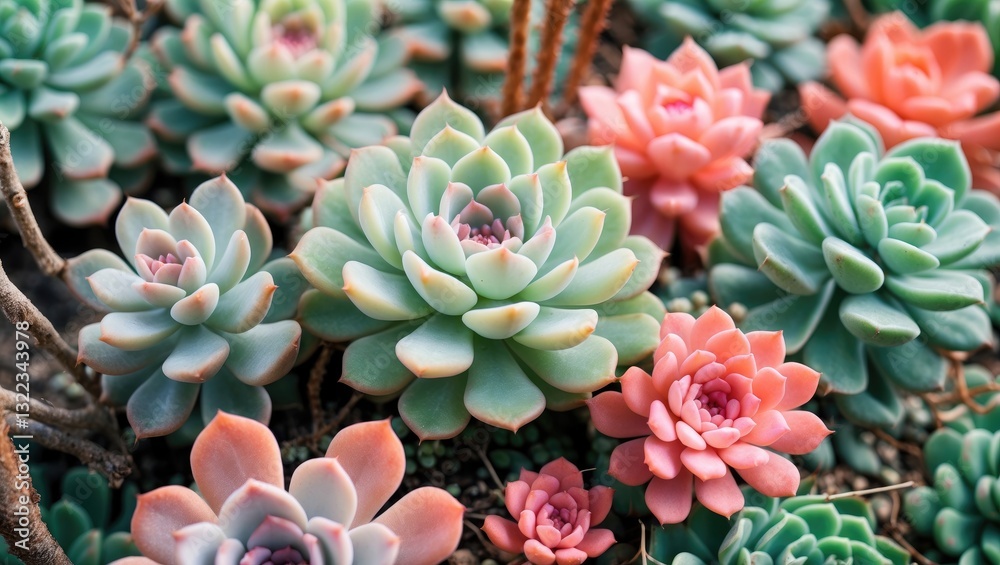 Natural backdrop of Cactus succulent plants