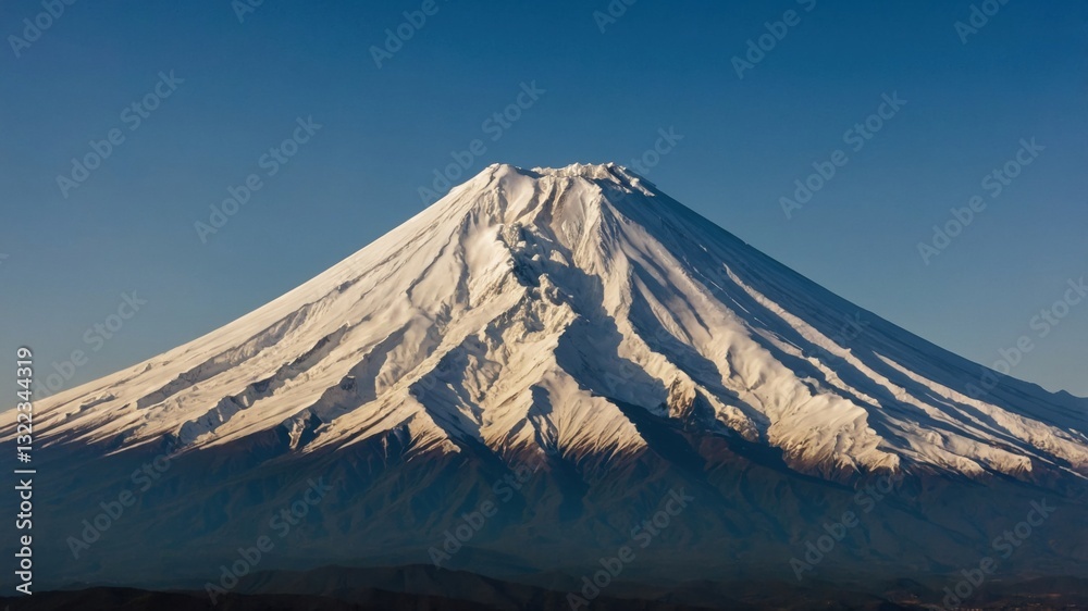 Traditional Japanese architecture framed by the majestic peak of mount Fujiyama with vibrant foliage below Traditional Japanese architecture framed by the majestic peak of mount Fujiyama with vibrant foliage below