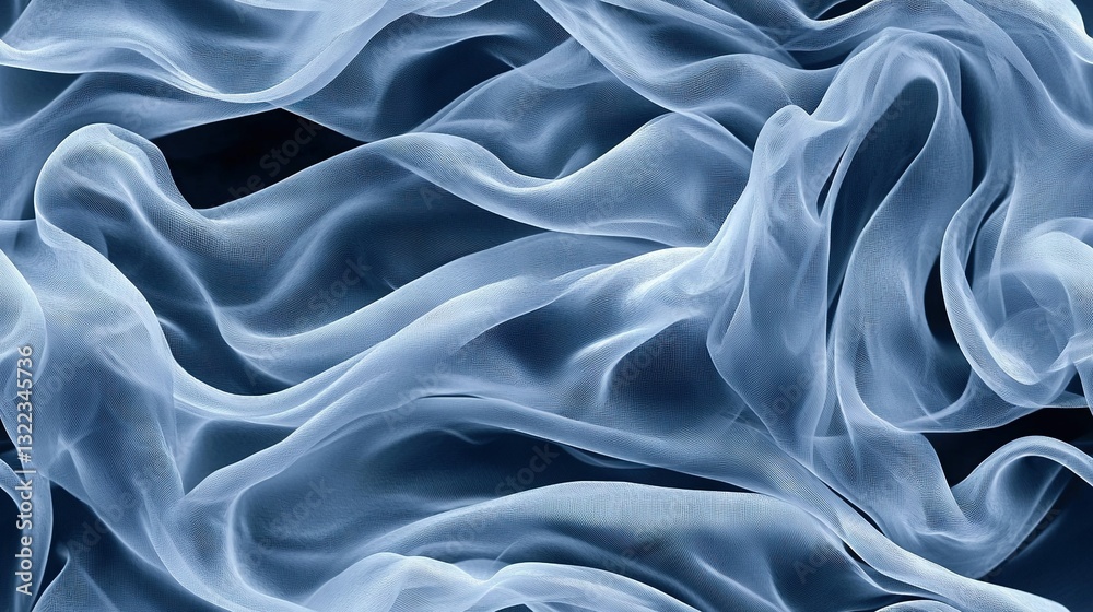 Obraz premium A blue-and-white fabric with wavy lines, set against a black backdrop