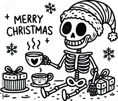 Tableau sur toile Funny Skeleton Christmas SVG – Spooky & Festive Holiday Design