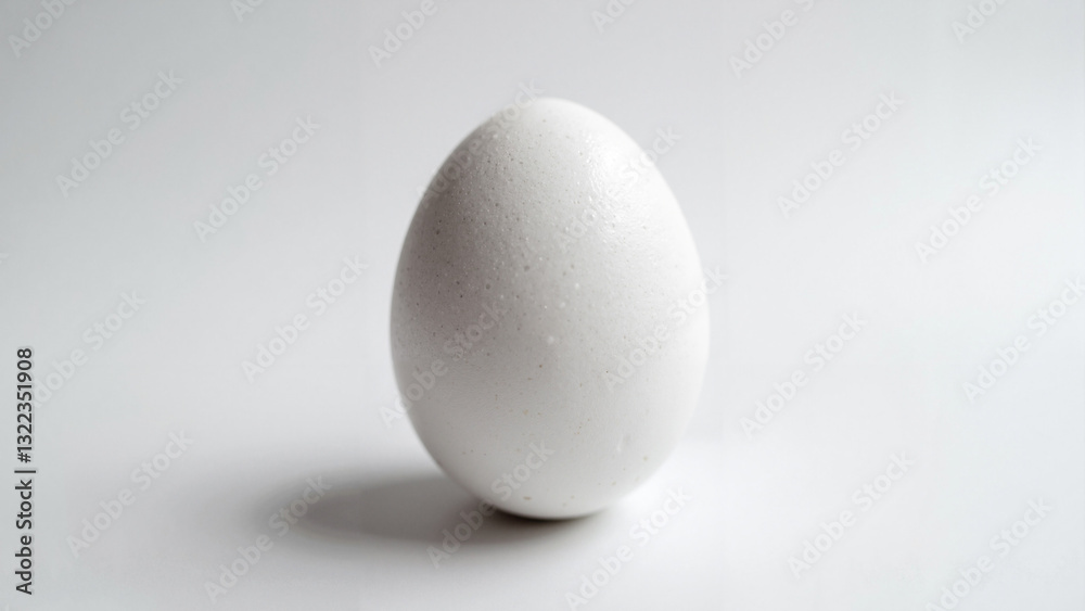 Single White Chicken Egg on Bright Background - Perfect for Easter Promotions, Culinary Publications, and Health Content Single White Chicken Egg on Bright Background - Perfect for Easter Promotions, Culinary Publications, and Health Content