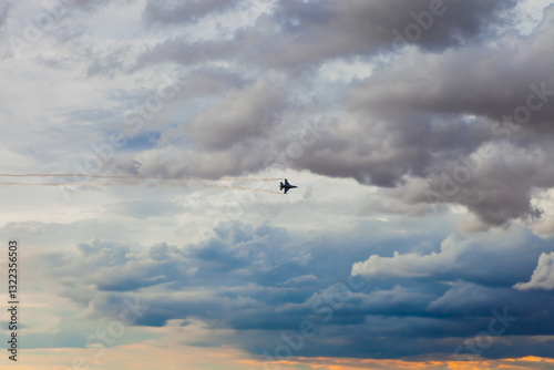 Jet Performing in Cloudy Sky at Torrejon Air Base, Spain