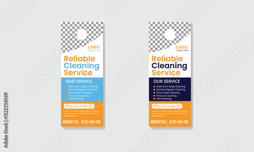 Door hanger design template, hotel knob design. Vector door hanger
