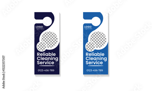 Door hanger design template, hotel knob design. Vector door hanger