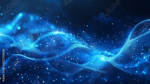 Beautiful Blue Holiday Background with Sparkling Fireworks Celebration at Night