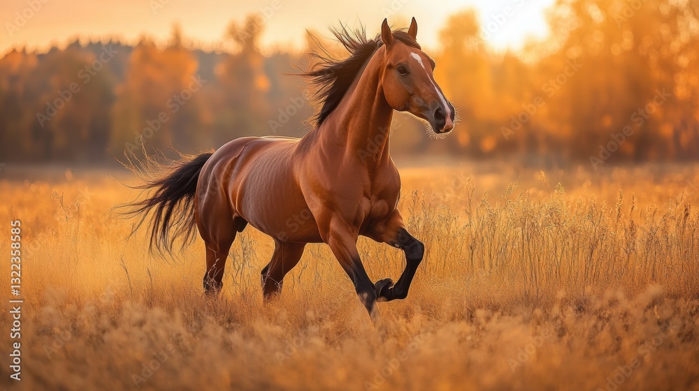 Fototapeta premium The muscular system of a horse, a symphony of powerful and flexible muscles, propels it through the land, enabling a wide range of movements, from graceful galloping to powerful strides.