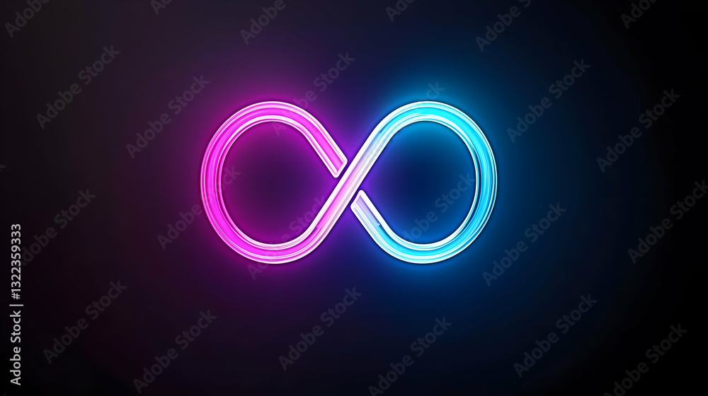 Glowing Neon Infinity Symbol Against Dark Background Pixel Art Glowing Neon Infinity Symbol Against Dark Background Pixel Art