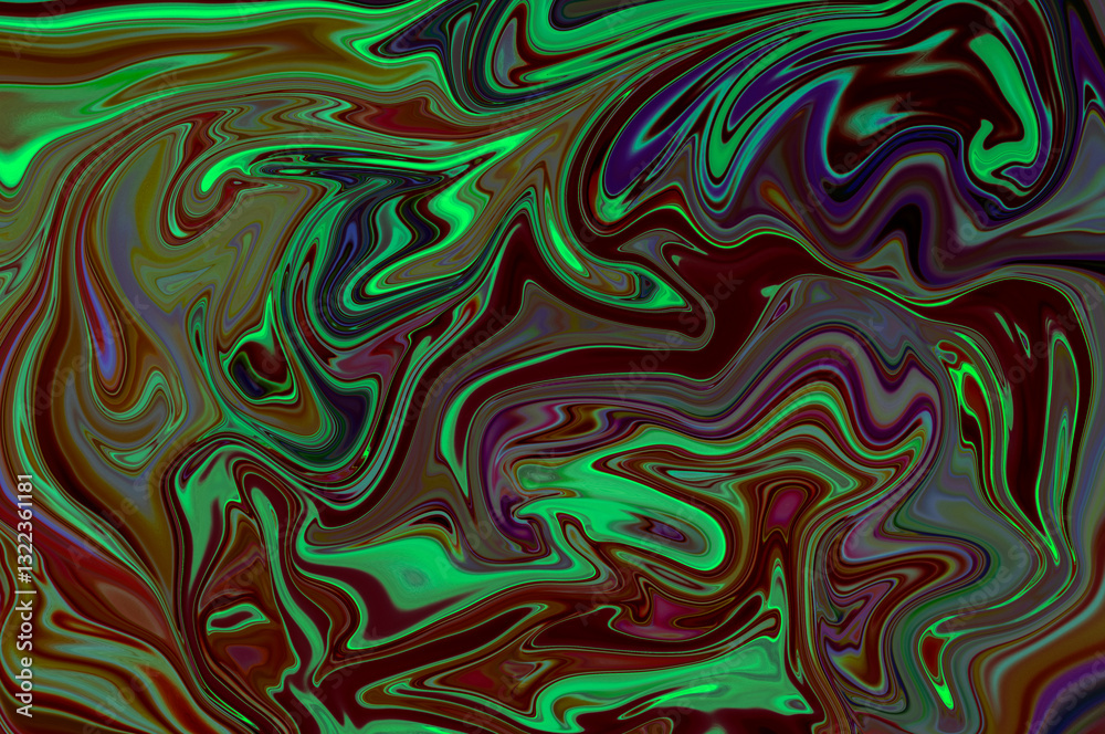 Fototapeta premium Colorful abstract pattern with swirling green and purple tones