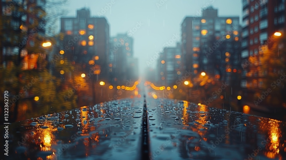 Fototapeta premium Beautiful buildings with many windows on a cloudy day in the city with a blurred view and clean lines