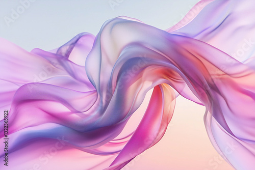 An iridescent fluid abstract image with vibrant colors in a smooth, flowing style on a soft gradient background. Vibrant holographic fluid colors flow abstractly. Abstract iridescent wave, pastel pink