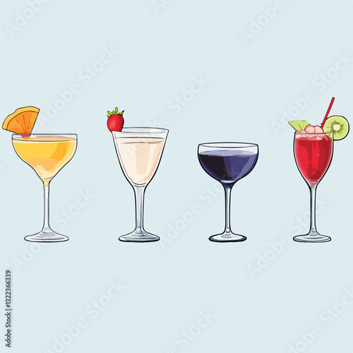 set of cocktails