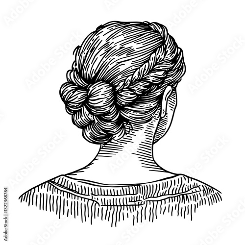 Elegant braid design showcasing a beautiful updo for tattoo and packaging inspiration