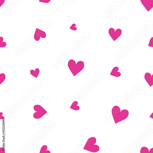 Wallpaper Mural Seamless pattern with red hearts. Template holiday vector illustration. Design for card, postcard, poster, print, banner. Cartoon colorful hearts on color background. Torontodigital.ca