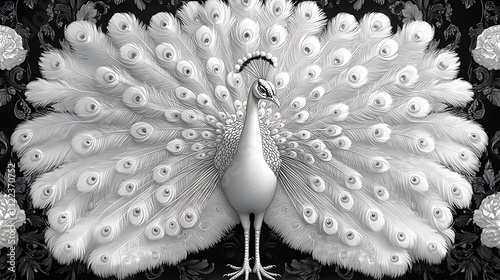 Artistic peacock concept with line shading high resolution design