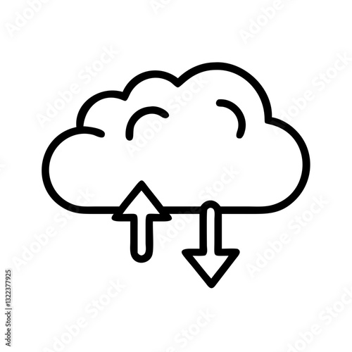 cloud backup icon with arrows up and down in a simple line art style on white background
