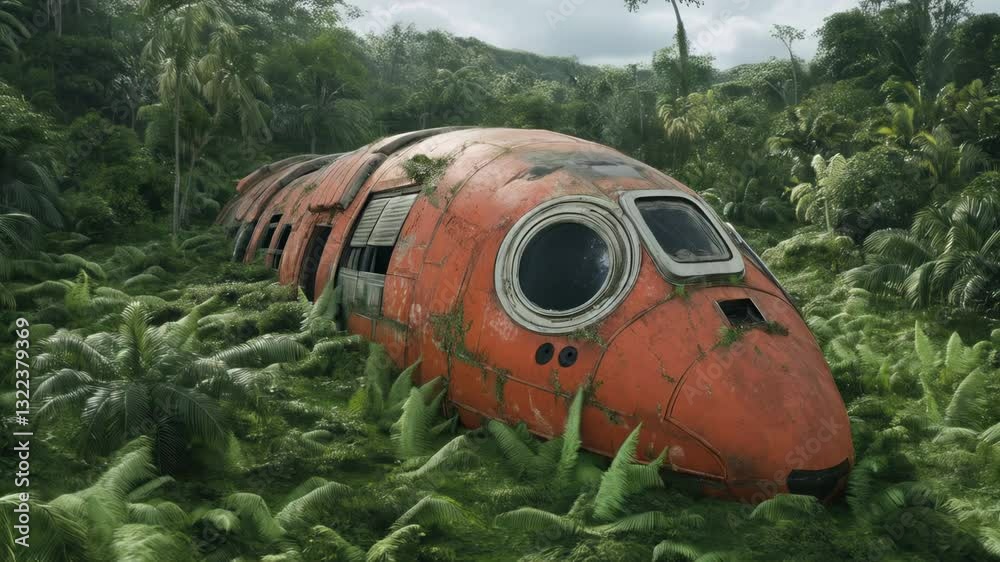 Forgotten Spaceship in Lush Jungle Forgotten Spaceship in Lush Jungle