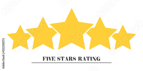 Five stars customer product rating review flat icon for apps and websites