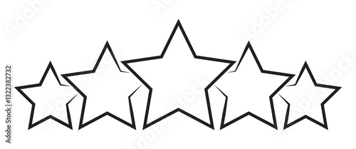 Five stars customer product rating review icon, black five starts rating review illustration for web and app. Vector