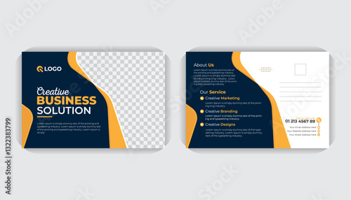 Creative layout and luxury abstract colorful Double sided Landscape poster, creative business solution marketing agency business postcard or EDDM flyer template
