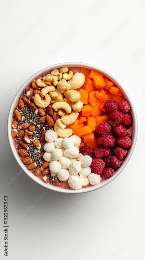 Vibrant Energy-Packed Smoothie Bowl with Nuts and Superfoods, Clipping Path Included Vibrant Energy-Packed Smoothie Bowl with Nuts and Superfoods, Clipping Path Included