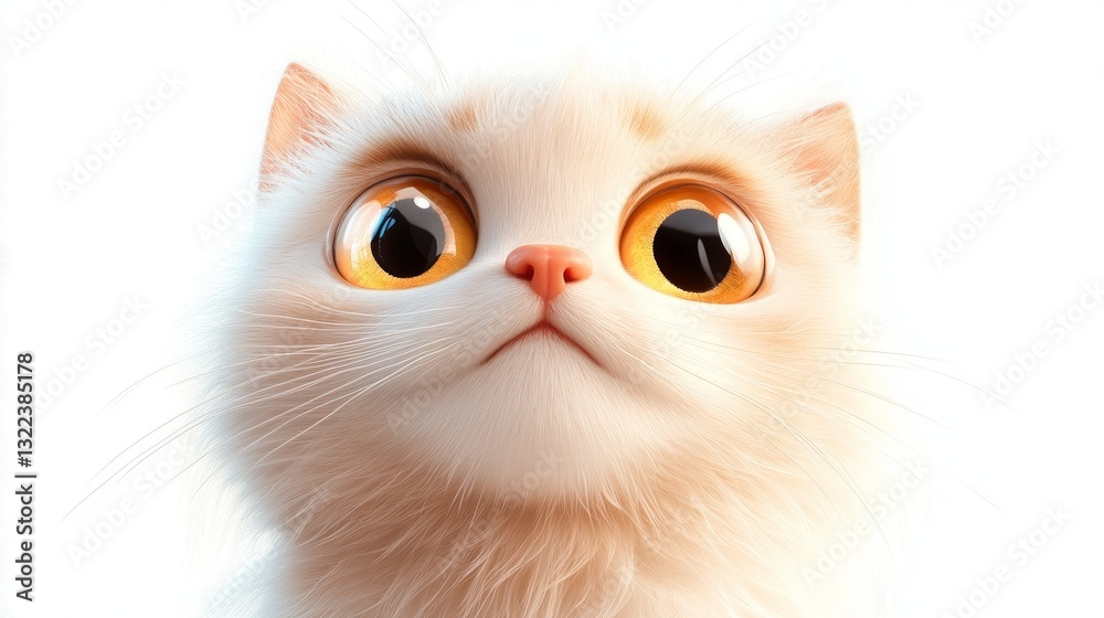 Fototapeta premium Adorable kitten with big, bright eyes looking up.