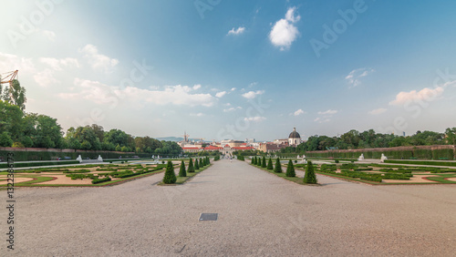 Photography Belvedere palace with beautiful floral garden timelapse hyperlapse, Vienna Austr