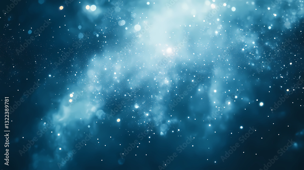 Fototapeta premium Starry night sky with soft light beams and glittering stars, stars, ethereal. Glittering Sky. Illustration