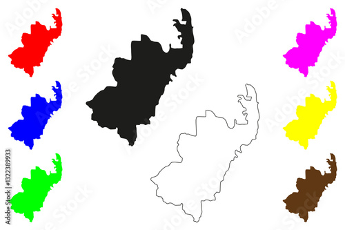 Ashoknagar Kalyangarh city (Republic of India, State of West Bengal) map vector illustration, scribble sketch Ashoknagar Kalyangarh map