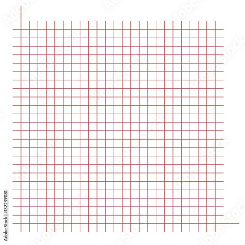 Grid paper. Mathematical graph. Cartesian coordinate system with x-axis, y-axis. Squared background with color lines. Geometric pattern for school, education. Lined blank on transparent background.