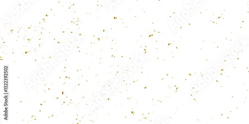 Abstract doted and confetti golden glitter and zigzag ribbon particles splatter on transparent background. Luxury golden glitter confetti that floats down falling bokeh celebration background.