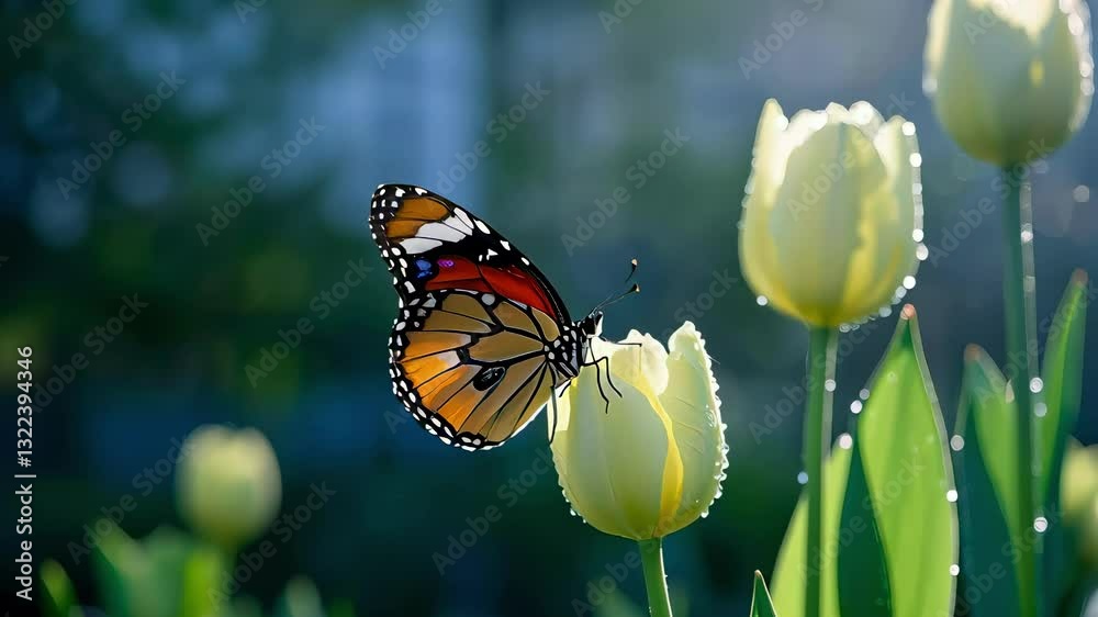 custom made wallpaper toronto digitalClose-up of a beautiful butterfly resting on a yellow tulip