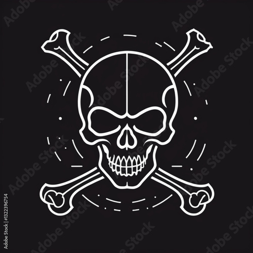 Crossbones and skull death flat vector icon for apps and games