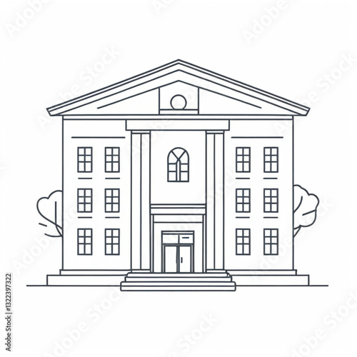 School building icon in flat style. College education vector illustration on white isolated background.