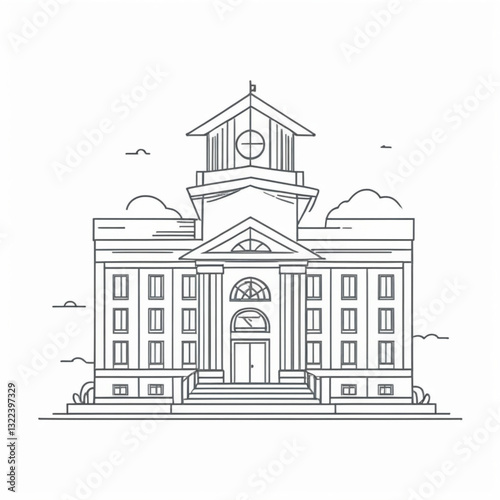 School building icon in flat style. College education vector illustration on white isolated background.