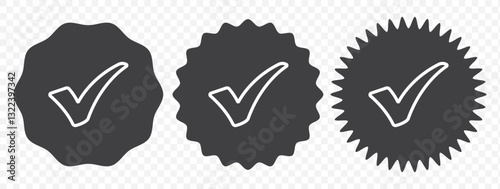 Check mark vector icon. Black tick icon isolated on white background. Flat check mark sign for web site, app, label, logo and design template. Vector illustration
