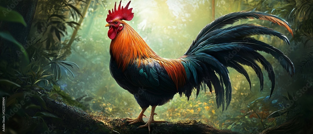 Fototapeta premium Beautiful Rooster in Natural Setting - High Quality Image for Farming and Animal Enthusiasts