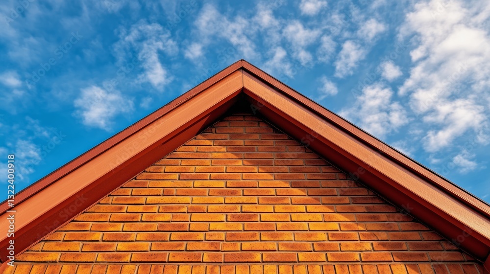 Brick Facade and Sky: A low-angle perspective captures a striking brick facade, with its repeating patterns of reddish-brown bricks, contrasted against a backdrop of a brilliant.