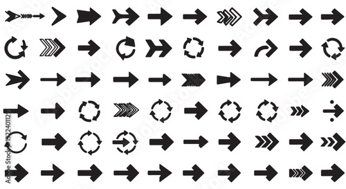 Set of black arrow icons for web and design