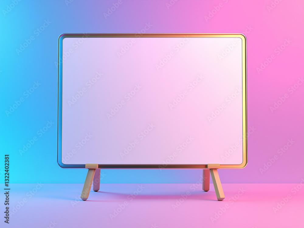 3D smart holographic whiteboard isolated on a solid color background 3D smart holographic whiteboard isolated on a solid color background