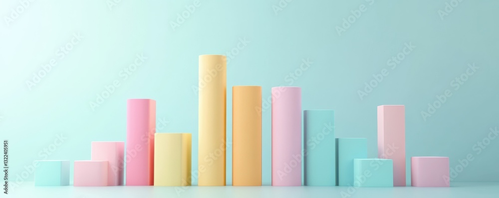 Three dimensional render of pastel colored bar graph Three dimensional render of pastel colored bar graph