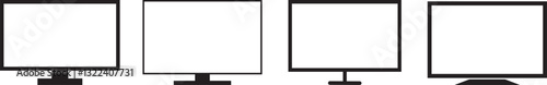 TV related icons: thin vector icon set, black and white kit
