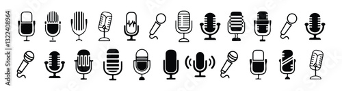 Mic icon vector set. Audio button illustration different collection. music, sound, speaker volume, loudspeaker, microphone. Vector illustration EPS10