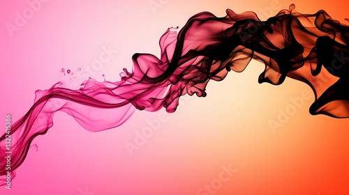 Abstract Ink Flow:  A dynamic display of colorful ink gracefully dances in the air, blending seamlessly with the vibrant gradients, evoking creativity, energy, and the fluidity of imagination.