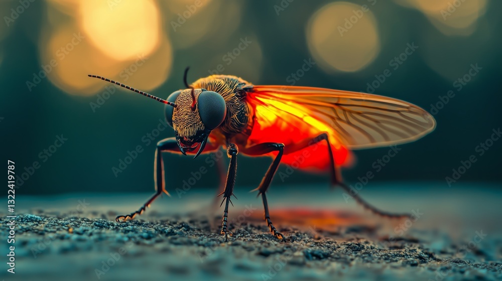 Macro Marvel: A mesmerizing macro shot of an insect with a glowing abdomen, showcasing intricate details and captivating colors.